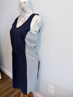 Gap Navy & Gray Sleeveless Colorblock Dress Size M Casual Drawstring Waist